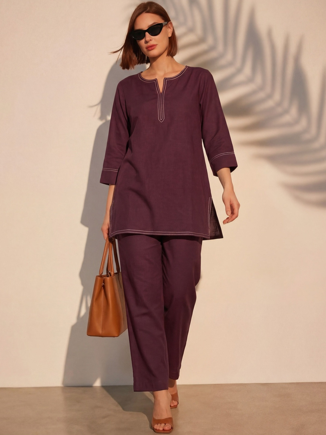 Bannos Swagger Solid Tunic with Trousers