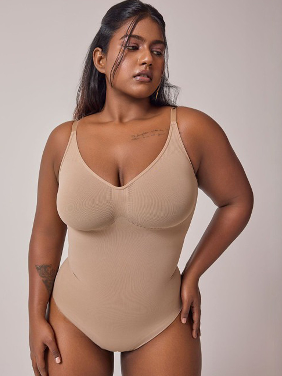 Invogue Plus Size Shoulder Straps Sleeveless Seamlesss Body Shapewear