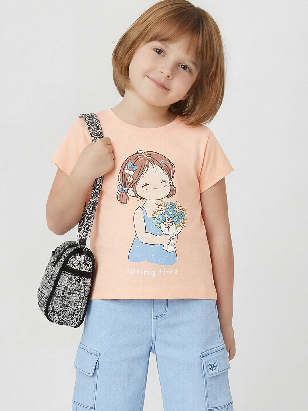 max Girls Pink Cotton Tshirts