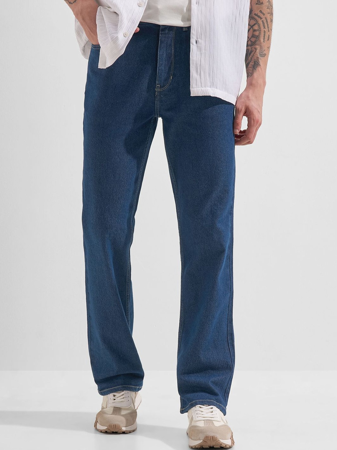 HIGHLANDER Men Blue Solid Washed Boot Cut Jeans