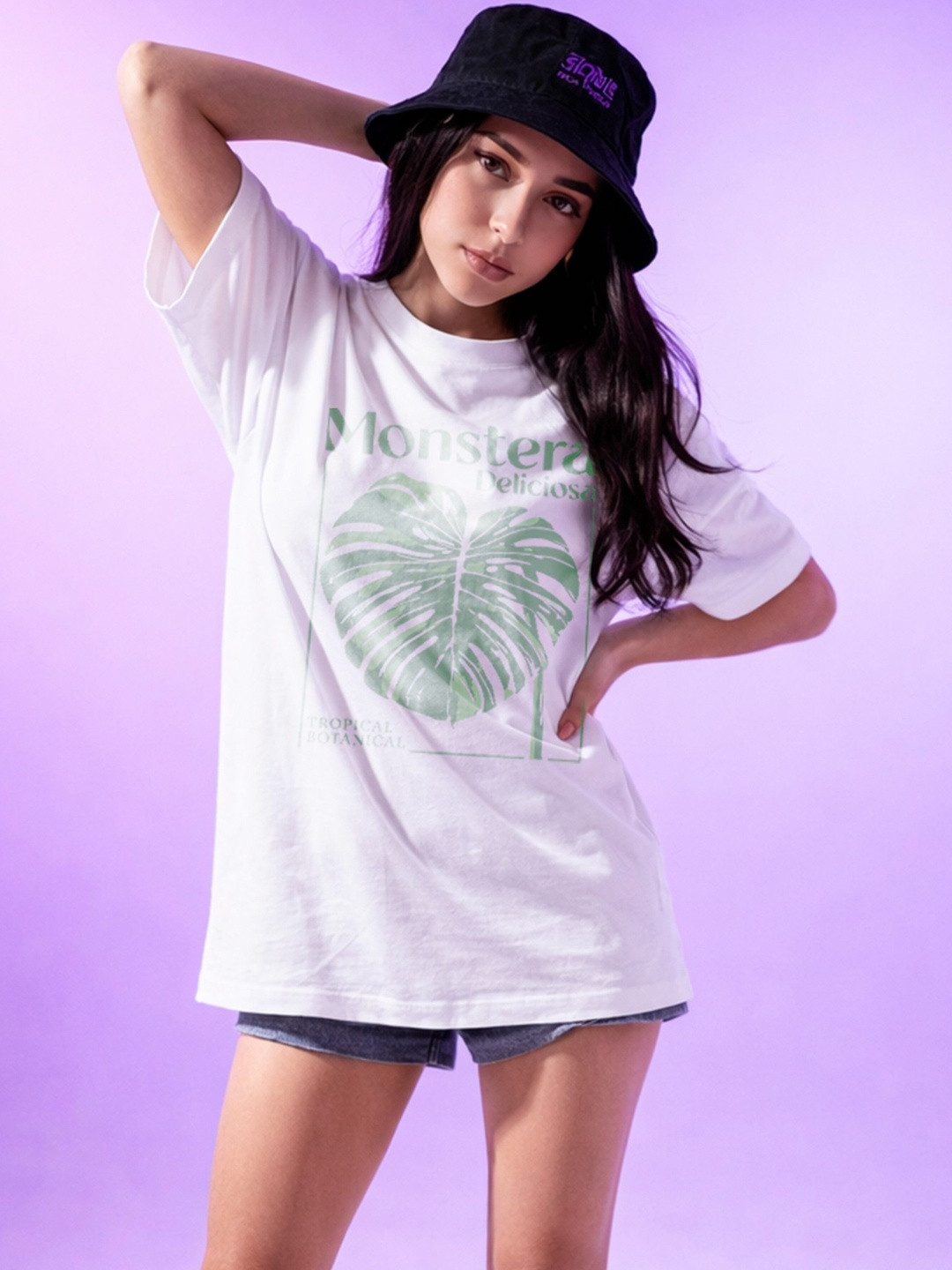 The Roadster Lifestyle Co Printed Organic Cotton Round Neck Oversized Tshirt