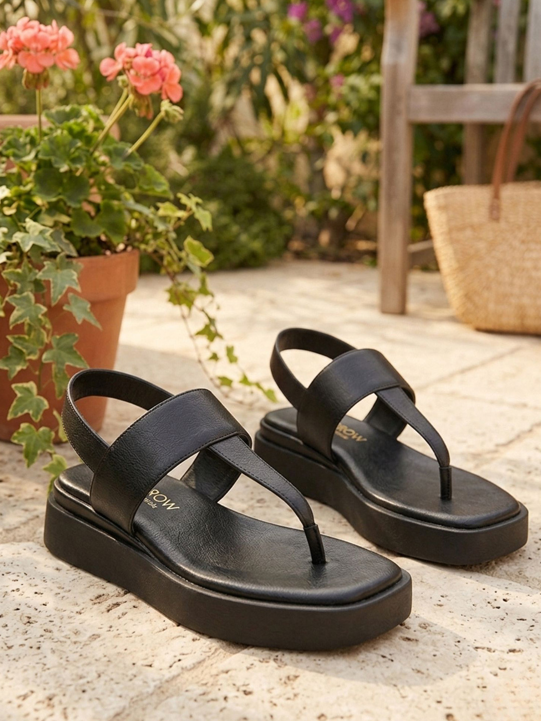 Monrow Open Toe Flatform Heels