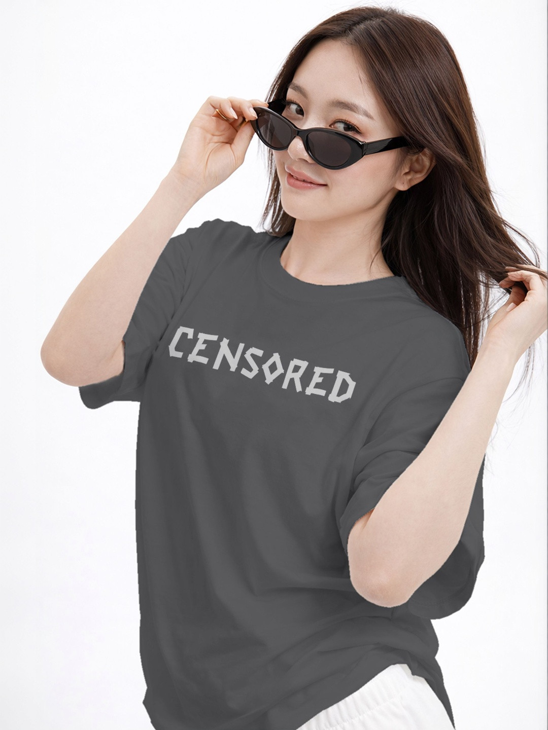 The Roadster Lifestyle Co Printed Organic Cotton Round Neck Oversized Tshirt