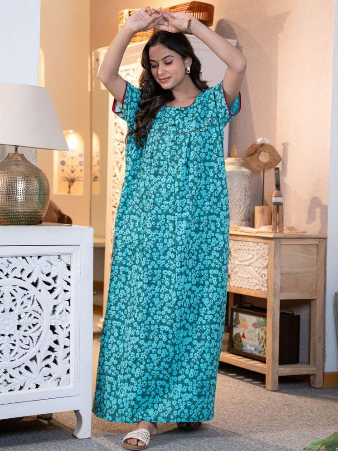 G4Girl Printed Maxi Nightdress