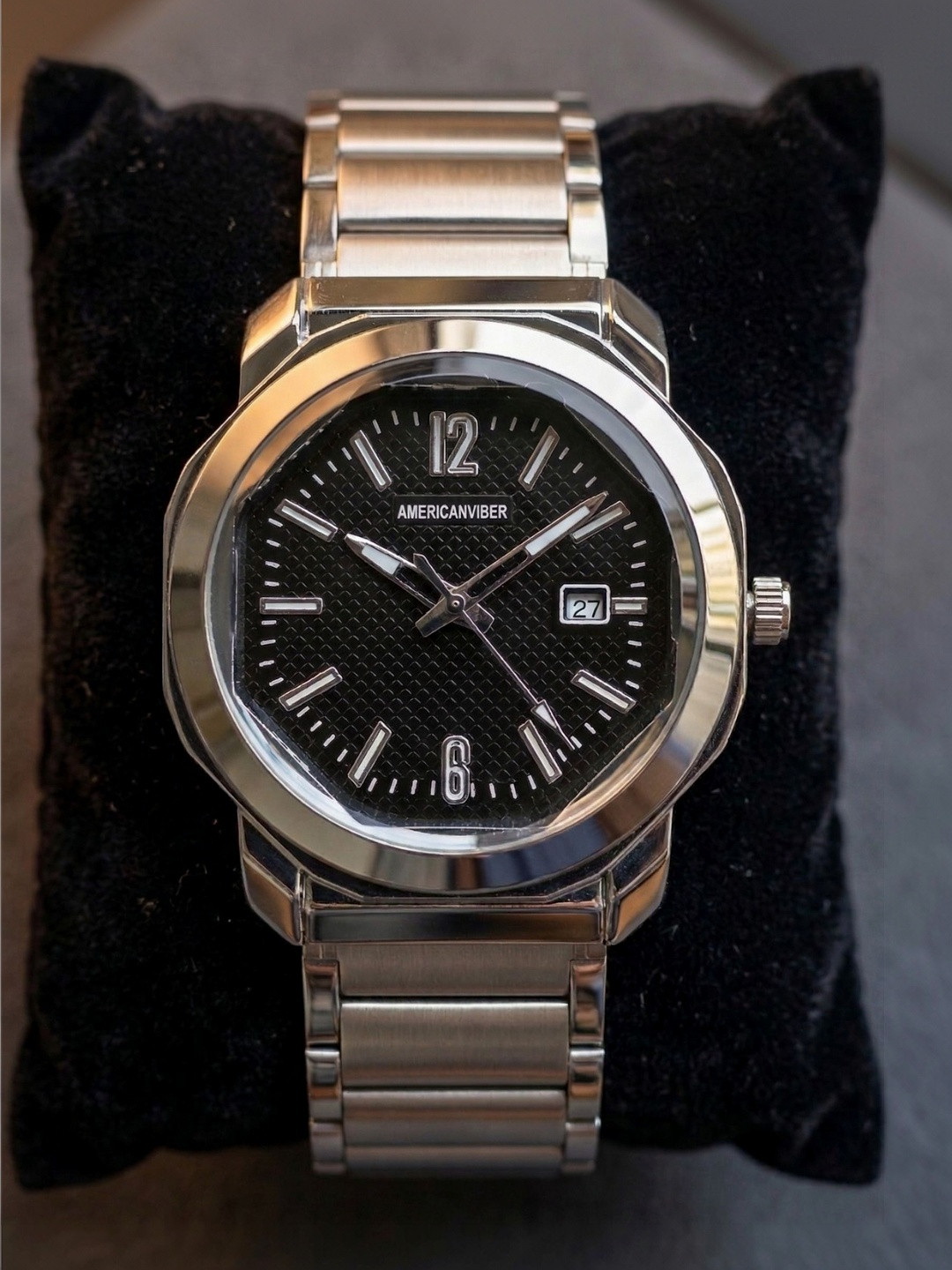 Americanviber Men Brass Dial & Stainless Steel Bracelet Style Straps Analogue Multi Function Watch AVM0033