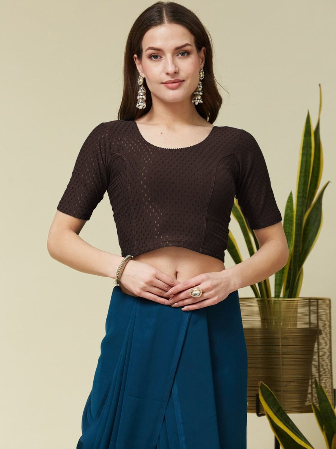 Heefee Cotton Embellished Saree Blouse