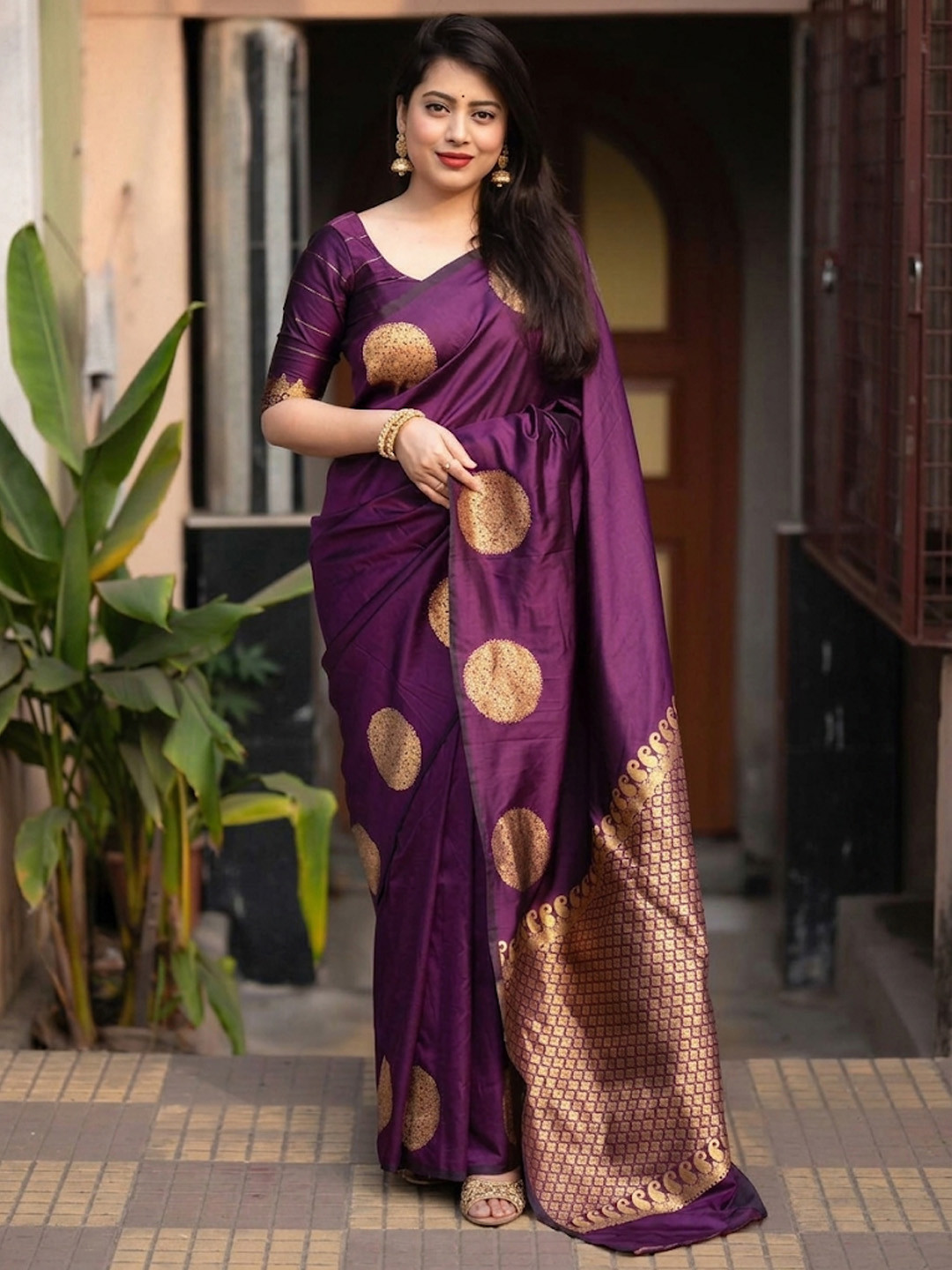 Dhaaga Ghar Woven Design Zari Silk Blend Heavy Work Mysore Silk Saree