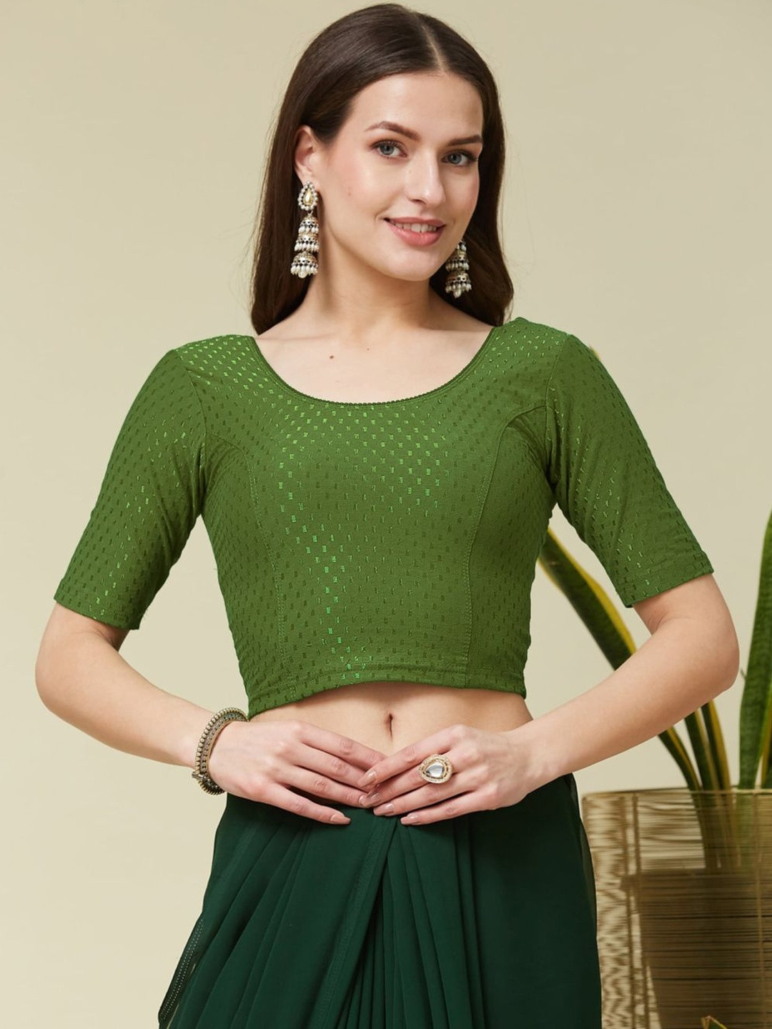 Heefee Cotton Embellished Sequinned Saree Blouse