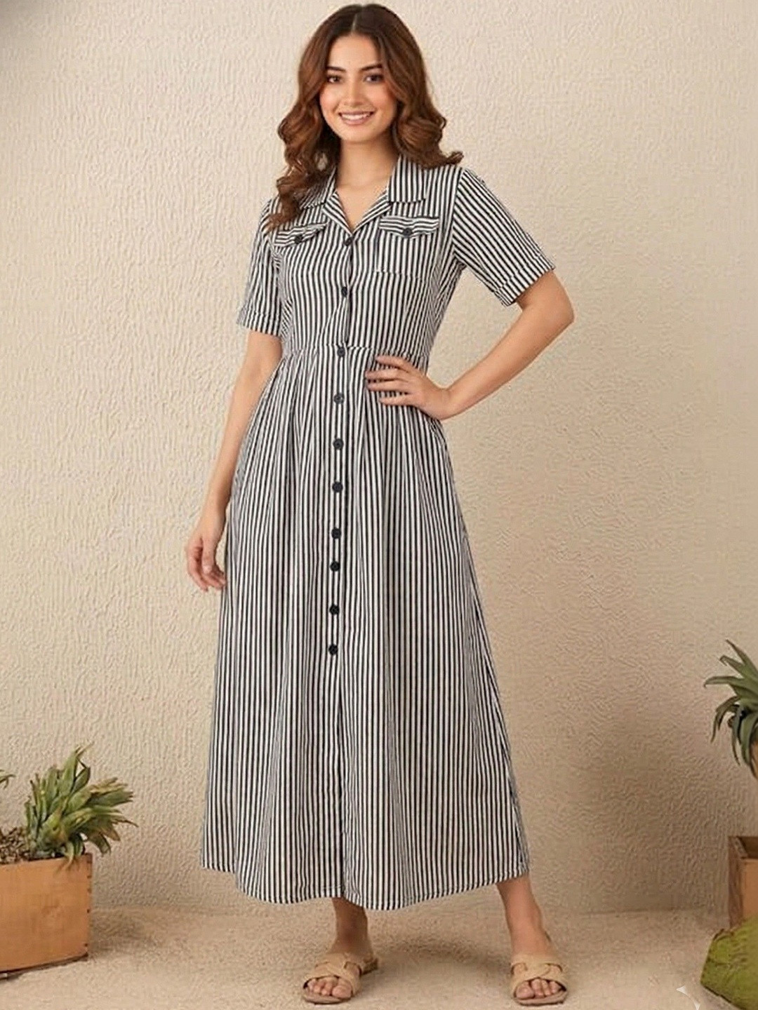 NewlookAs Striped Shirt Maxi Dress