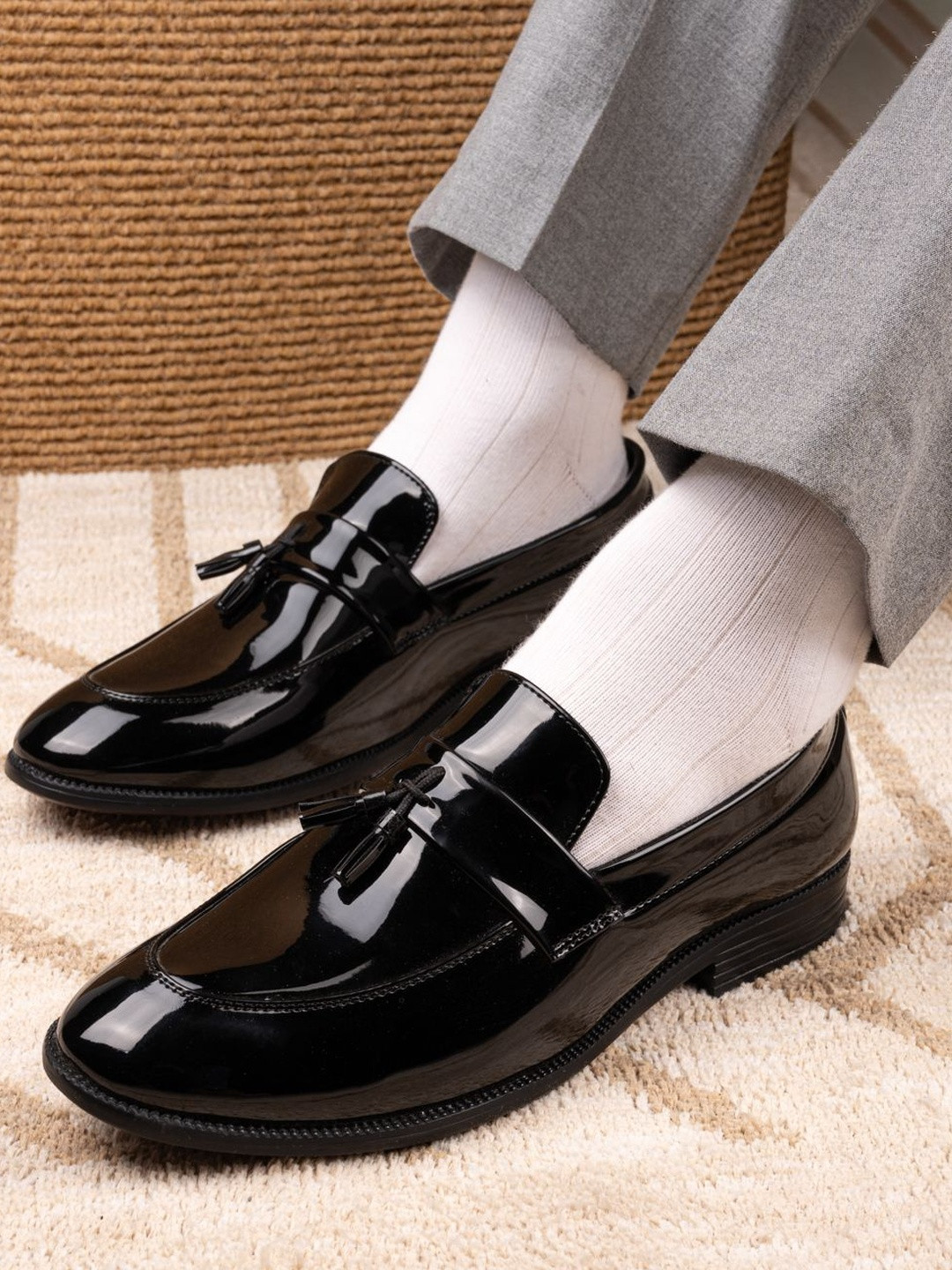 House of Pataudi Men Round Toe Slip-On Formal Shoes