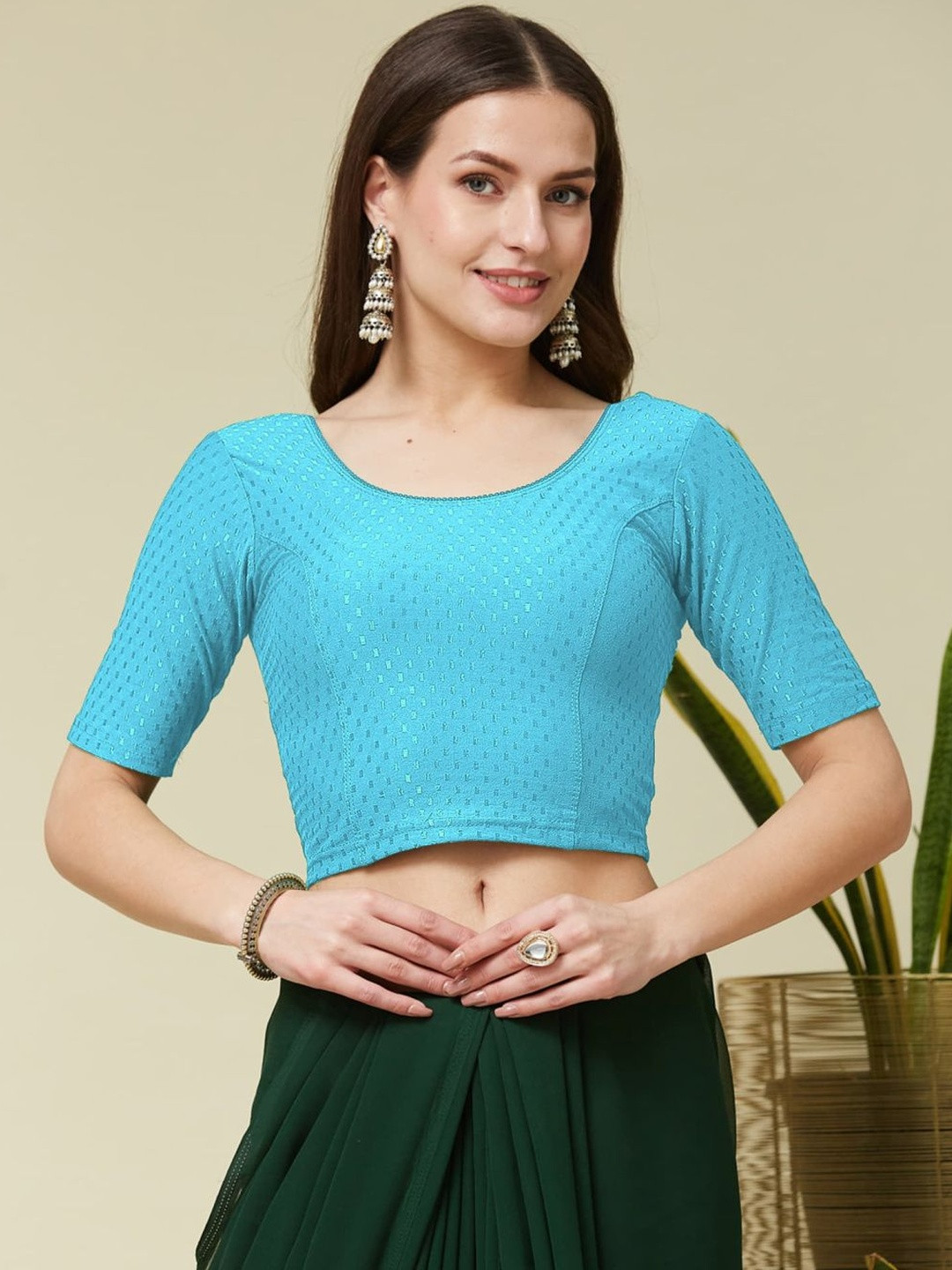 Heefee Cotton Embellished Sequinned Saree Blouse