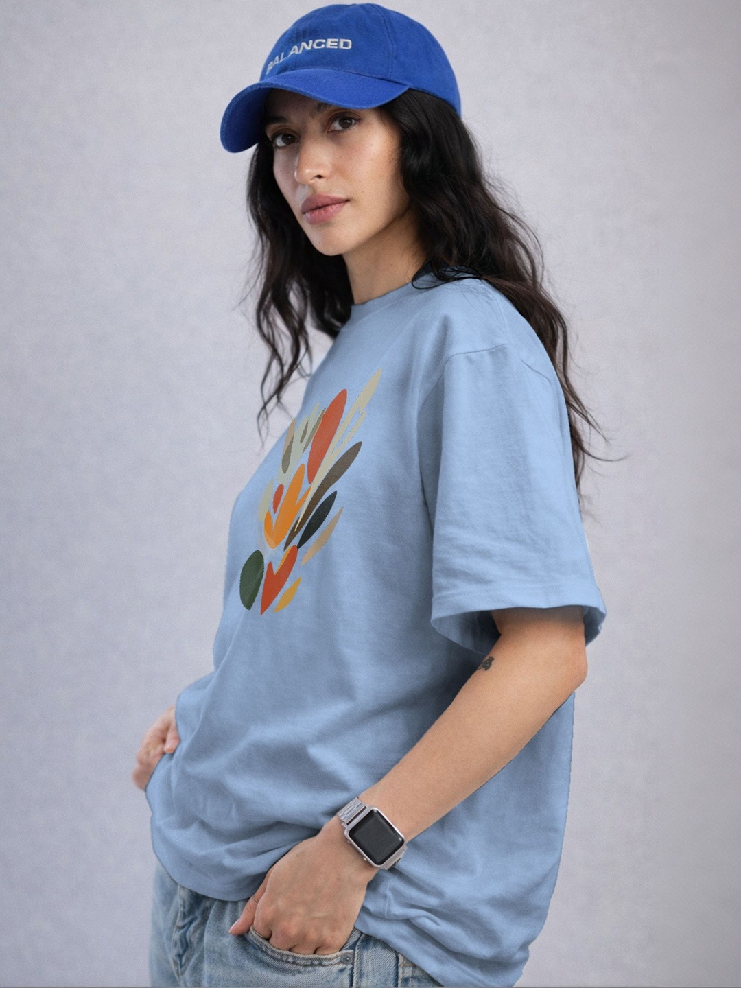 The Roadster Lifestyle Co Printed Organic Cotton Round Neck Oversized Tshirt