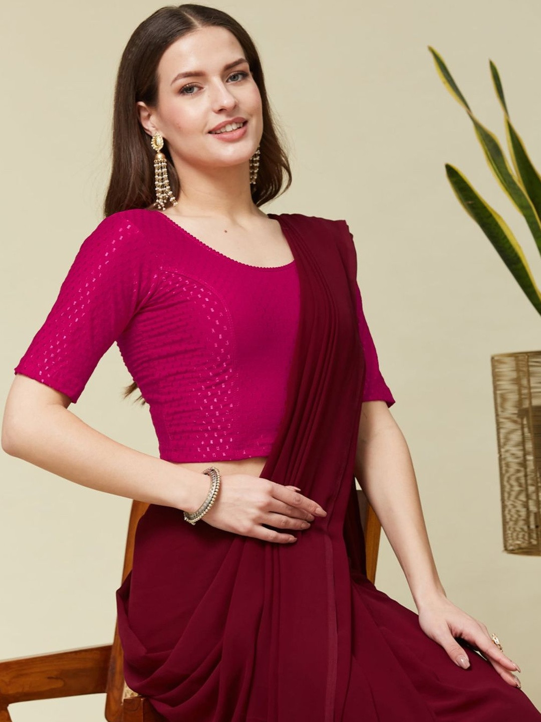 Heefee Cotton Woven Design Brocade Saree Blouse