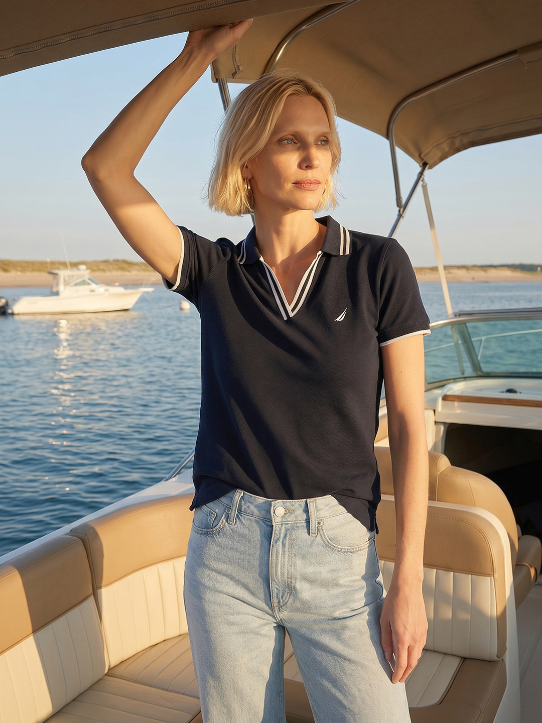 Nautica Polo Collar Pure Cotton T-shirt
