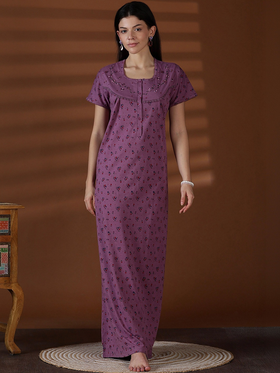 9shines Label Printed Maxi Nightdress