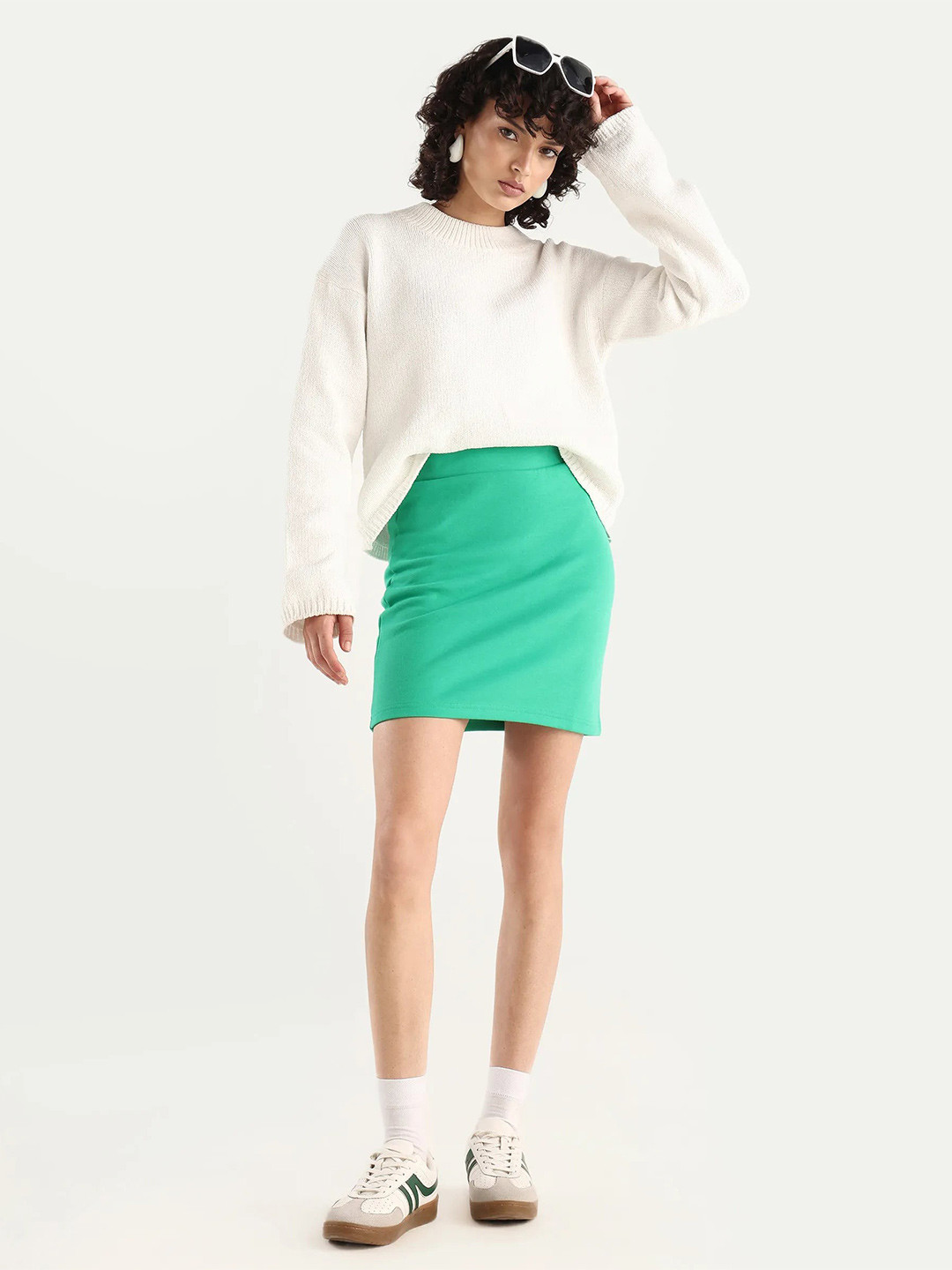RAREISM Women Green Plain Regular Fit Skirt
