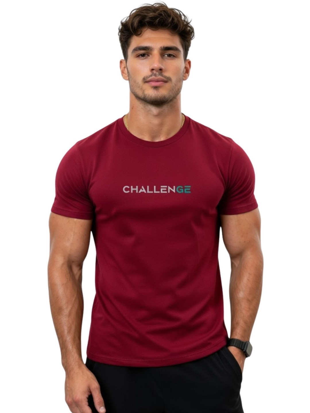 3Colors Men Typography Printed Moisture Wicking T-shirt