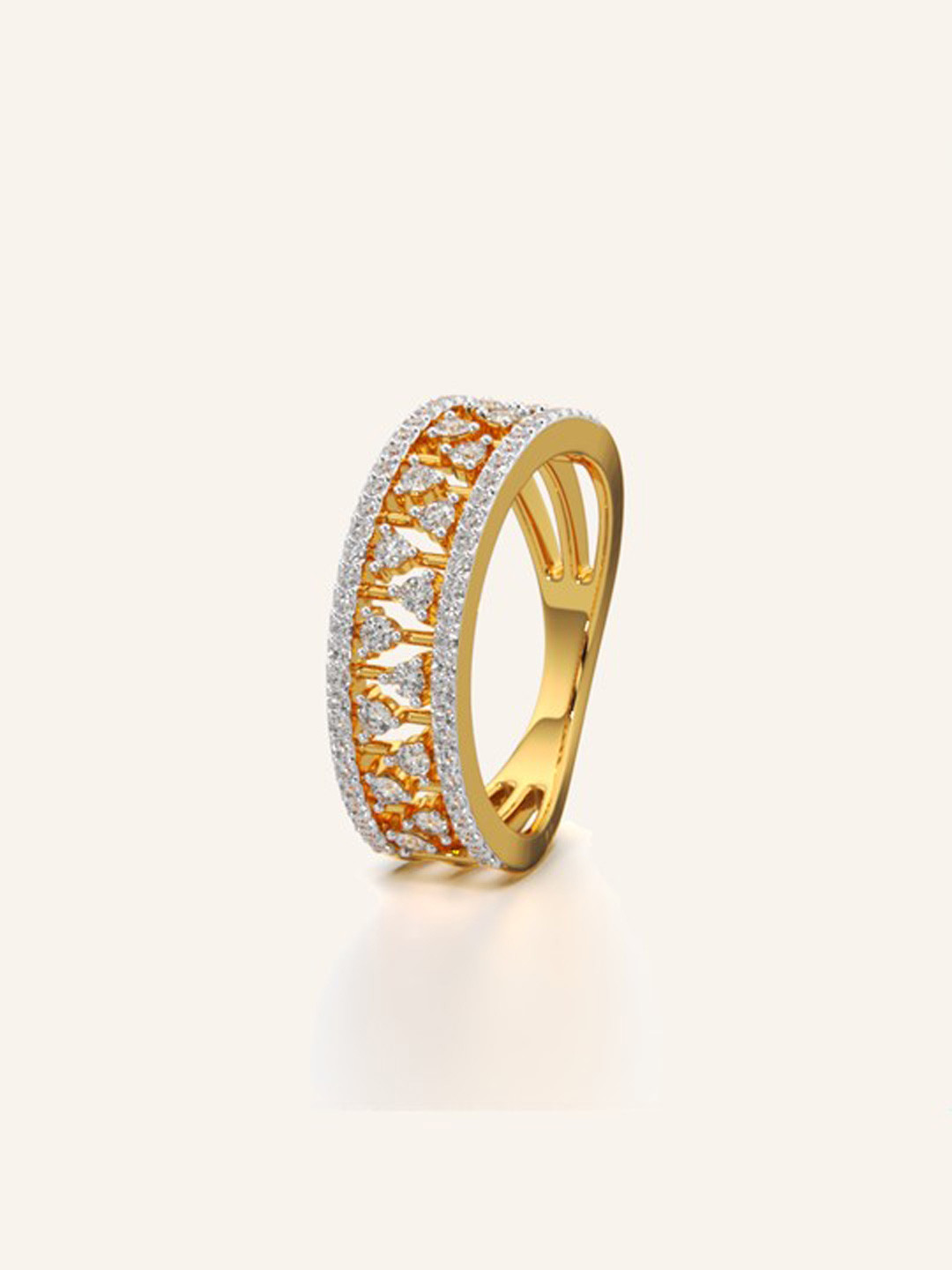 KYMEE 18K Gold-Plated Vermeil Geometric Openwork Band Ring