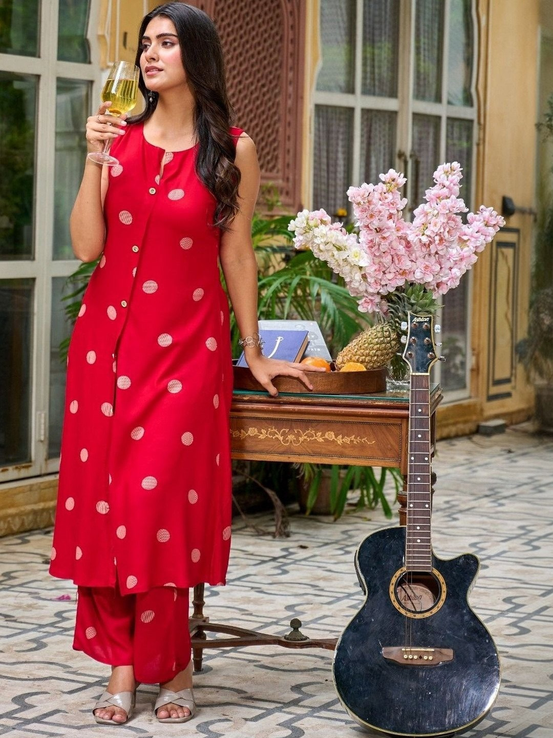 THEOMFAB Women Ethnic Motifs Printed Regular Kurta with Palazzos