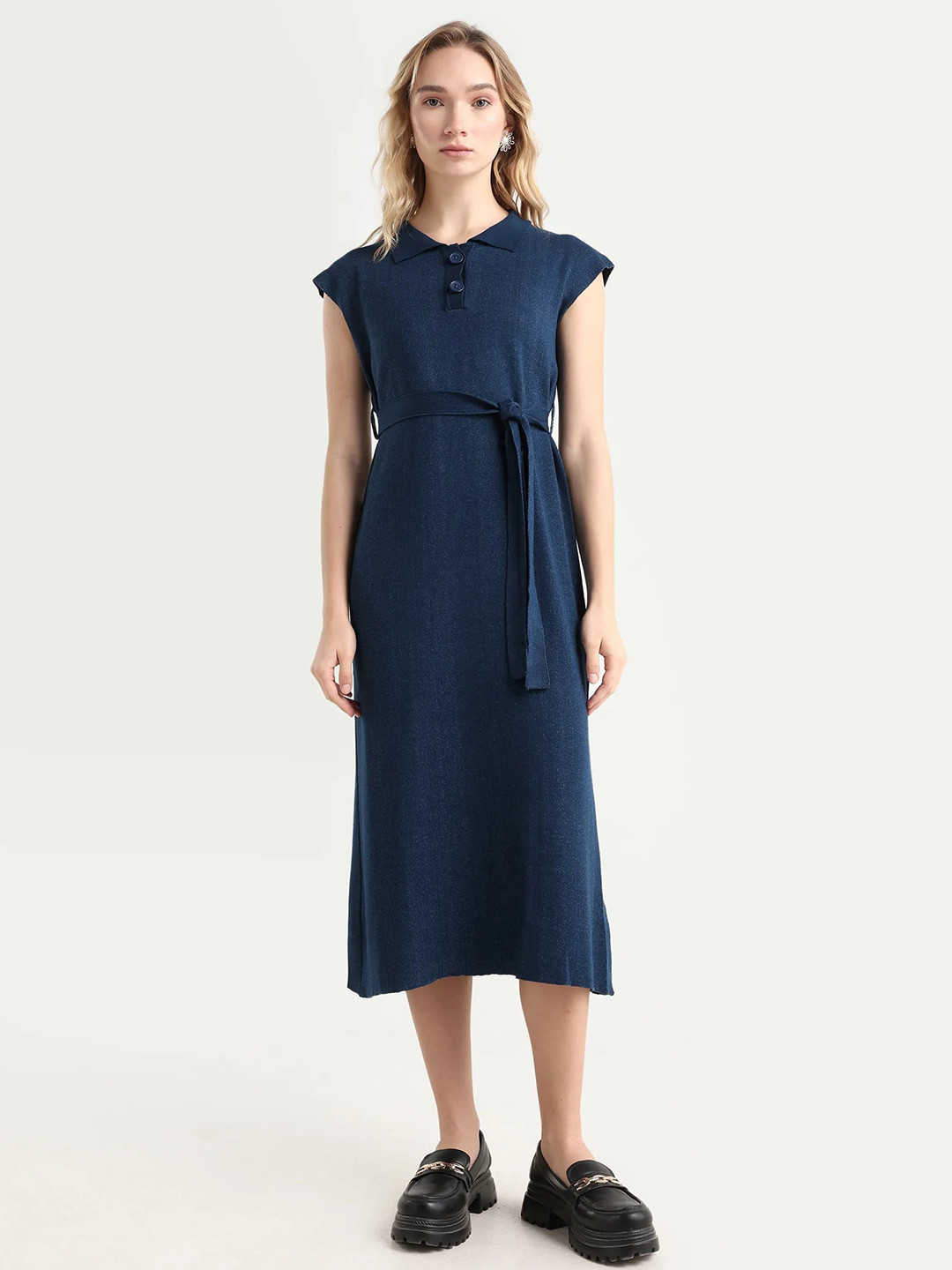 RAREISM Women Navy Relaxed Fit Fit Extended Sleeve Dress