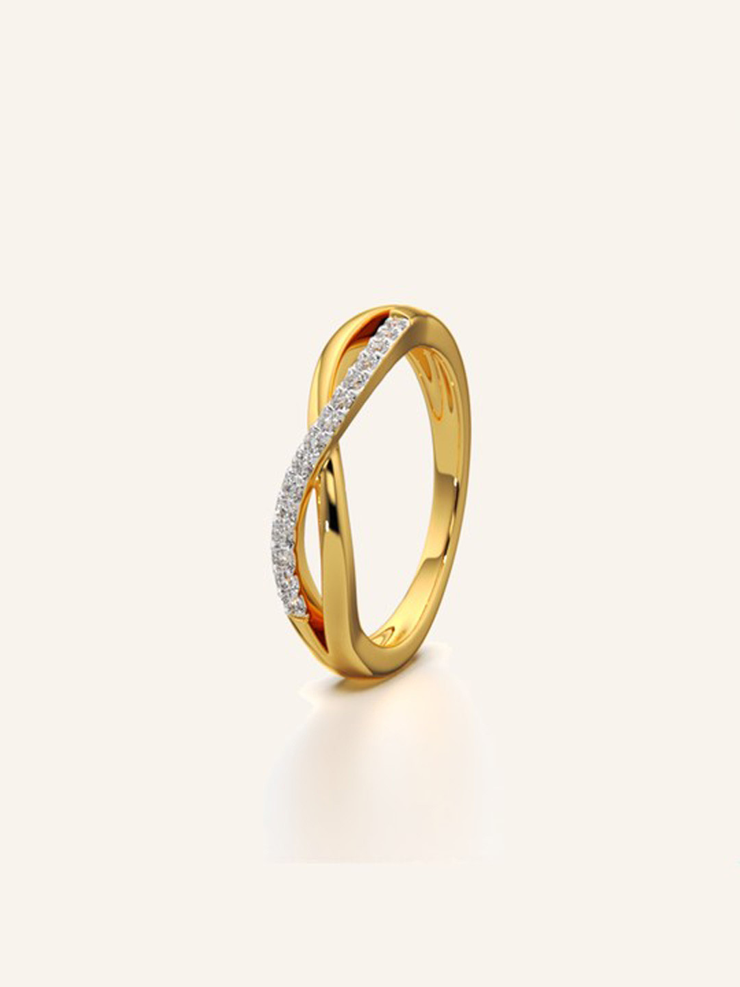 KYMEE 18K Gold-Plated Vermeil Pave Crisscross Ring