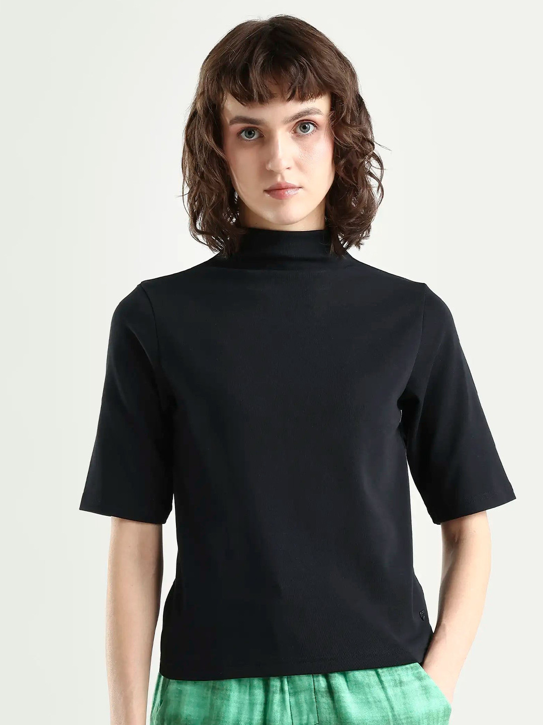 RAREISM Women Solid High Neck Top