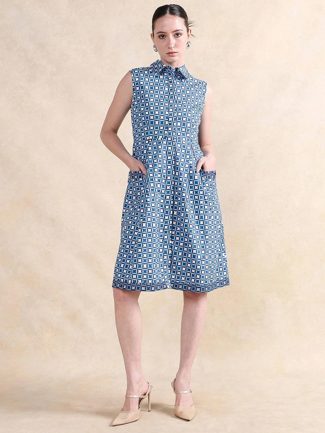 RAREISM Women Multi A-Line Fit Fit Collared Dress