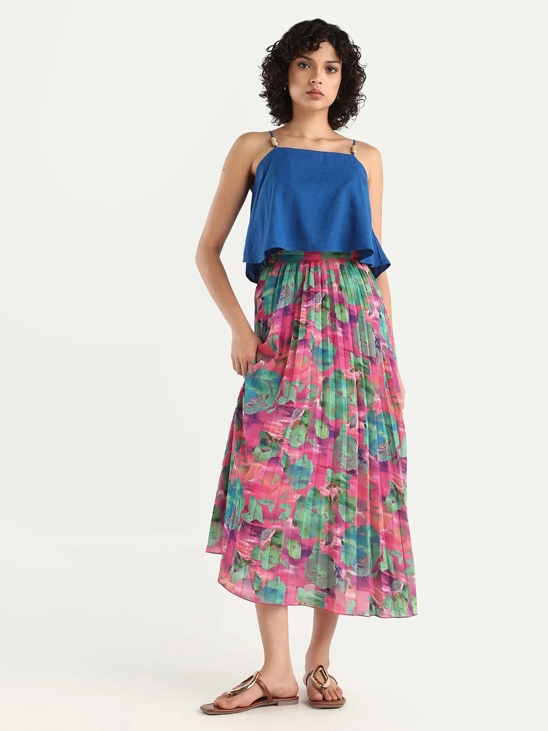 RAREISM Women Multi Floral Print Flared Fit Skirt