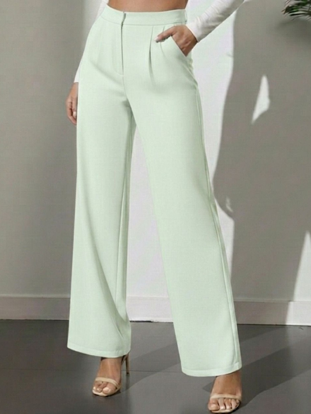 ORIEX THE ORIGINAL FASHION Women Smart Straight Fit High-Rise Easy Wash Trousers