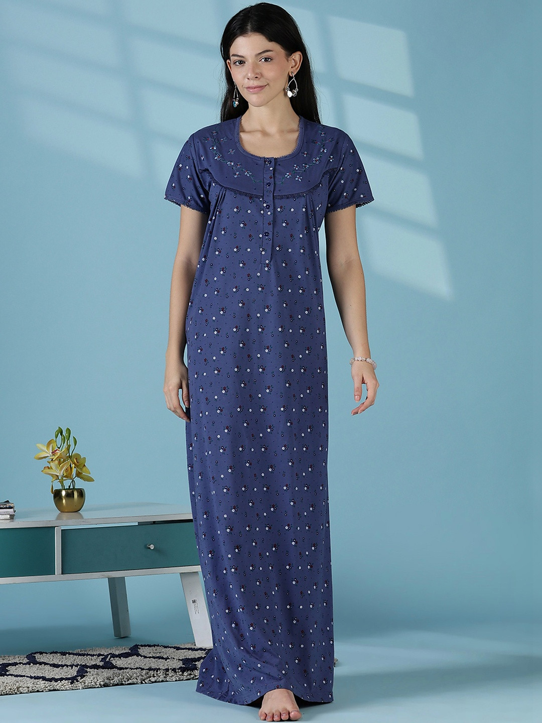 9shines Label Printed Maxi Nightdress