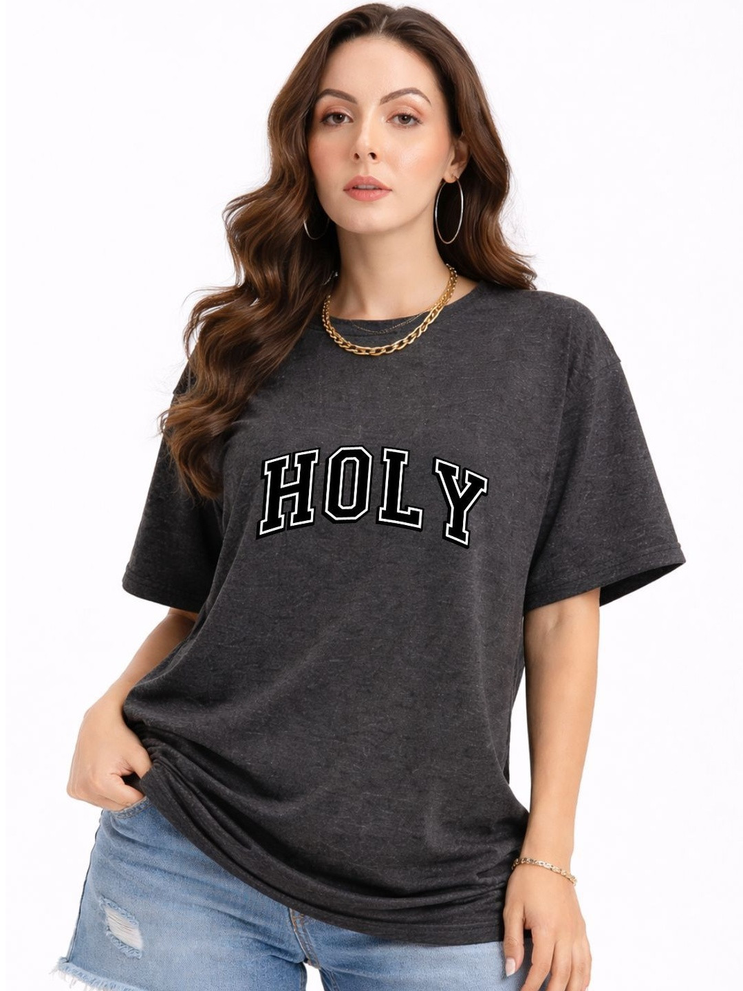 Slenor Women Typography Printed Round Neck Regular Sleeve T-shirt