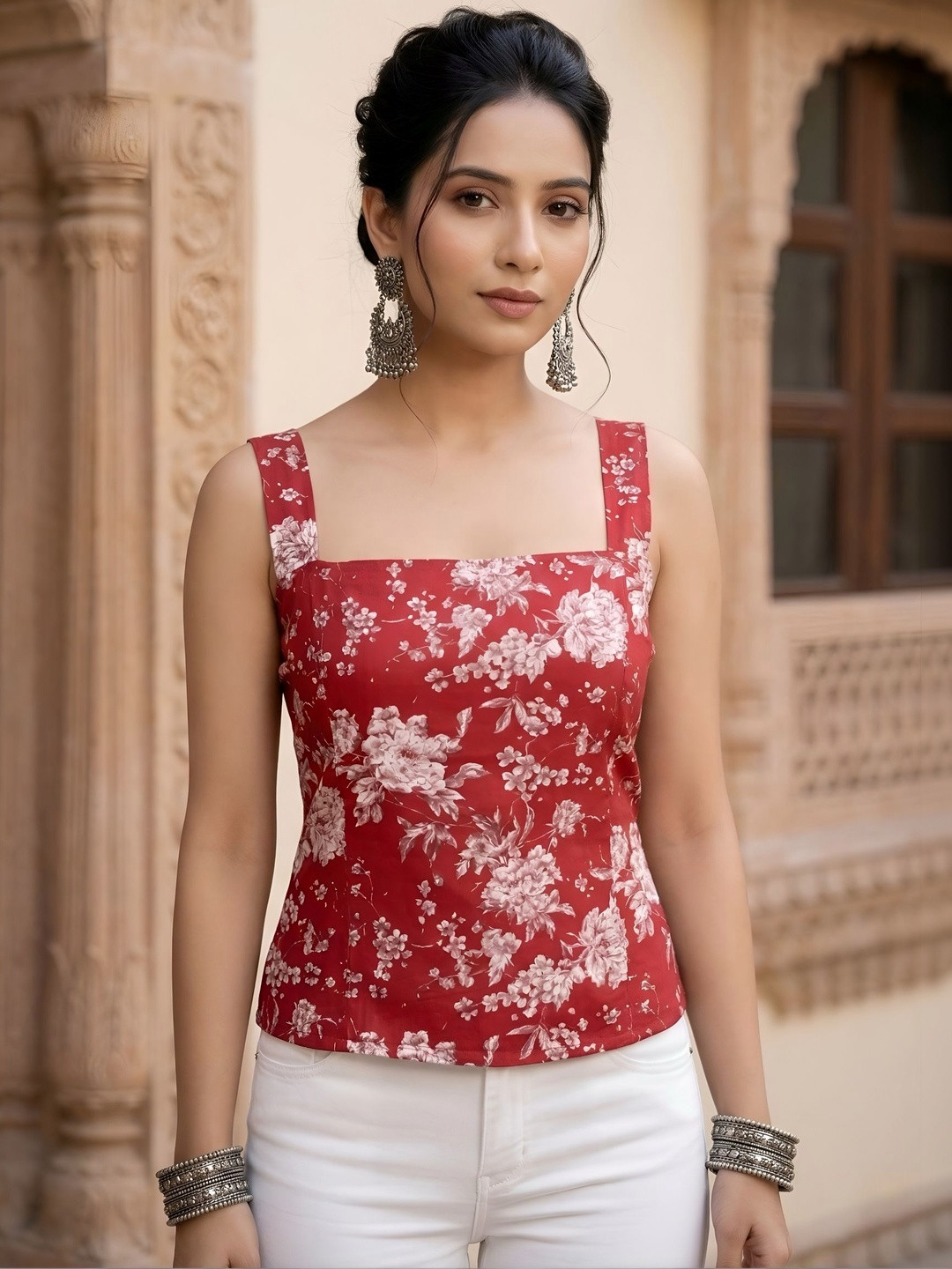 KEIYONA Floral Print Cotton Top