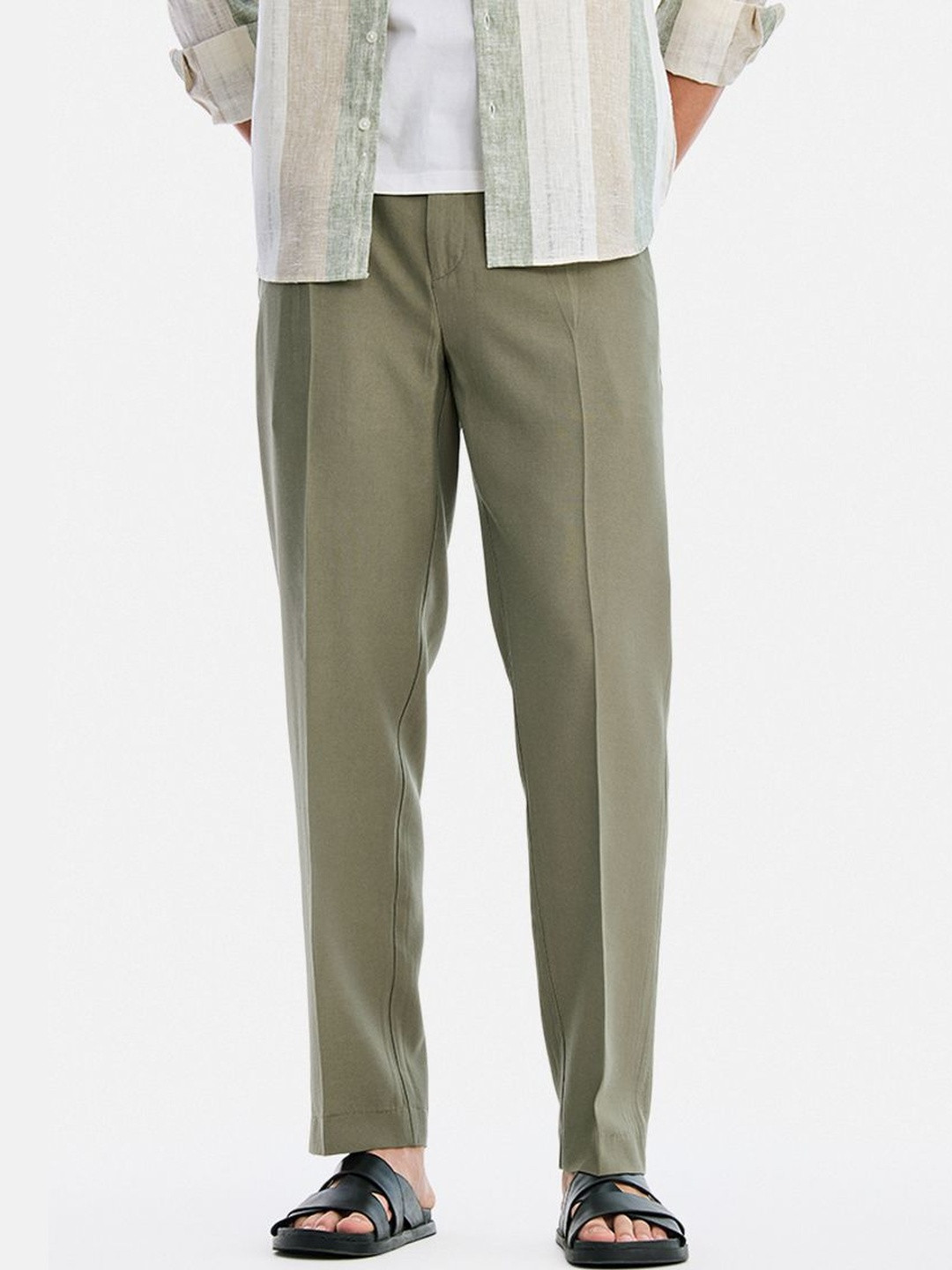 Snitch Olive Mid-Rise Regular Fit Trouser