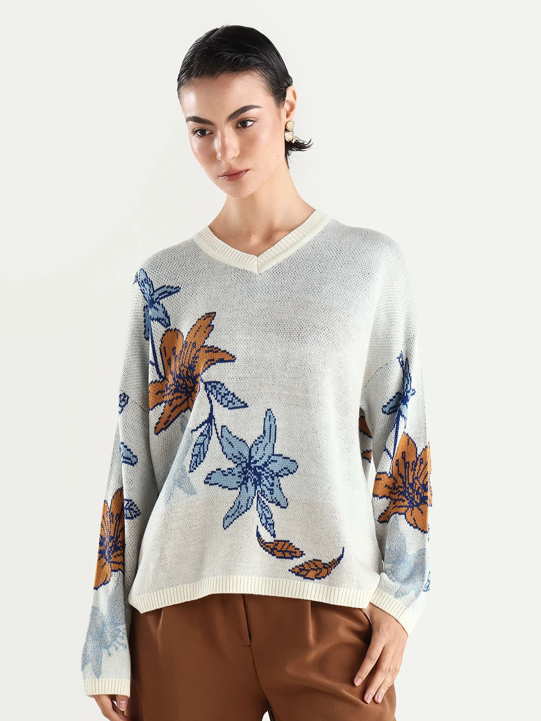 RAREISM Cometry Primary Off White Floral Cardigan