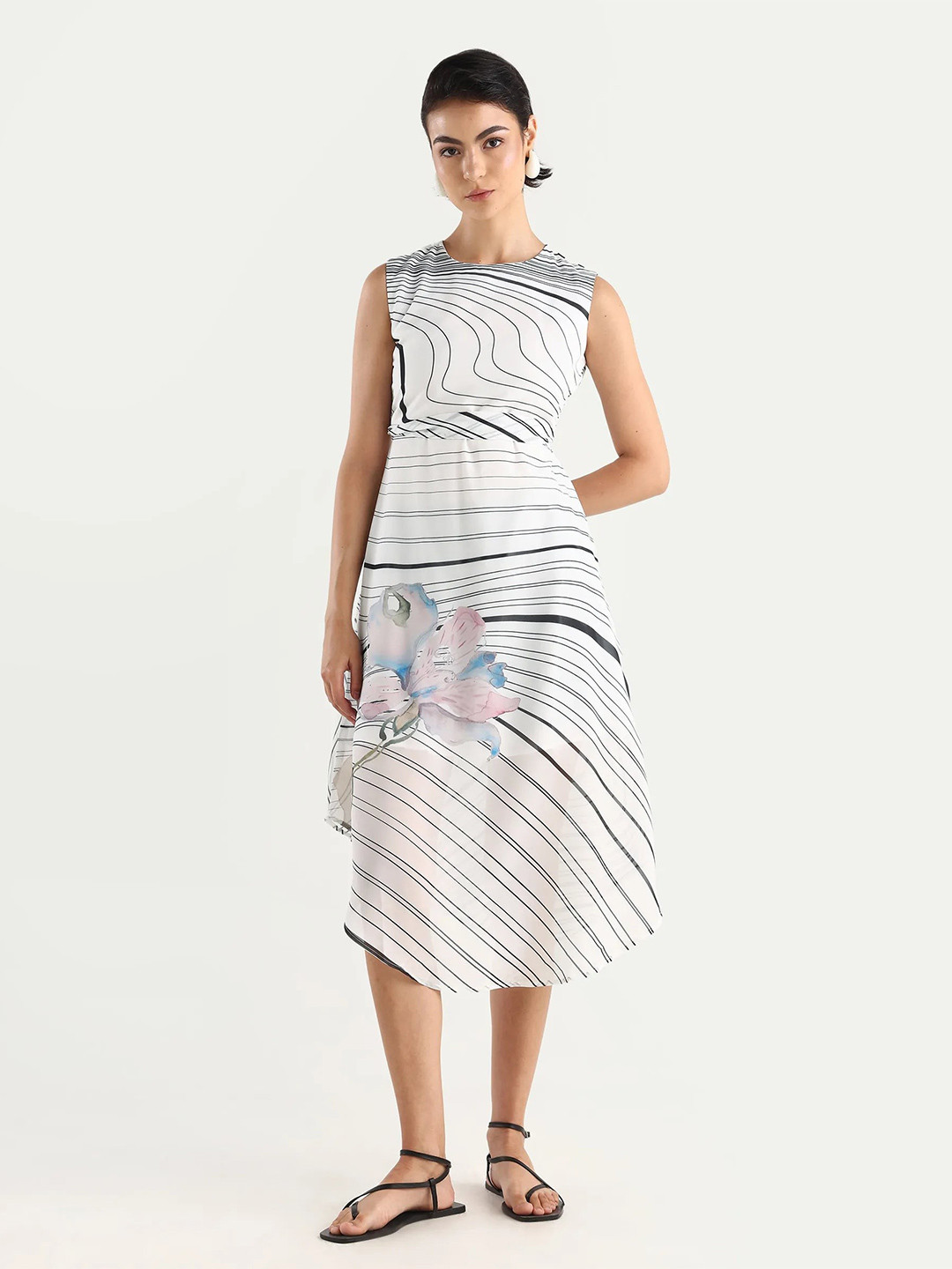RAREISM Floral Print Fit & Flare Midi Dress