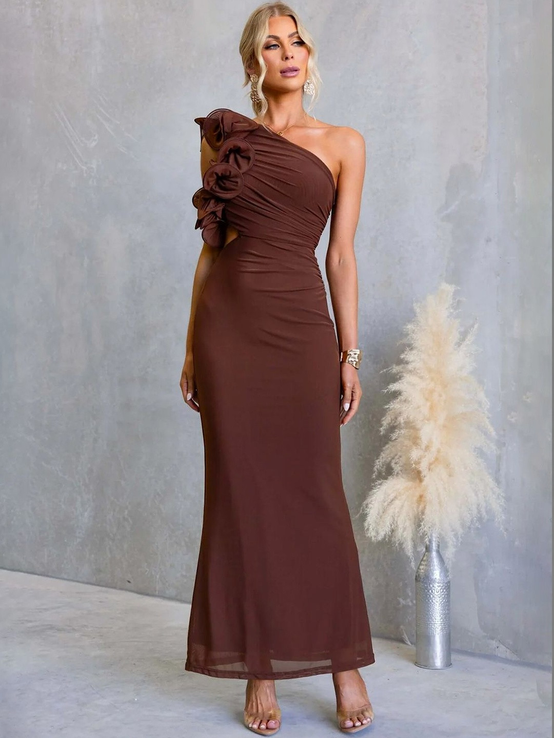 JC Mode Ruffled Sheath Maxi Dress
