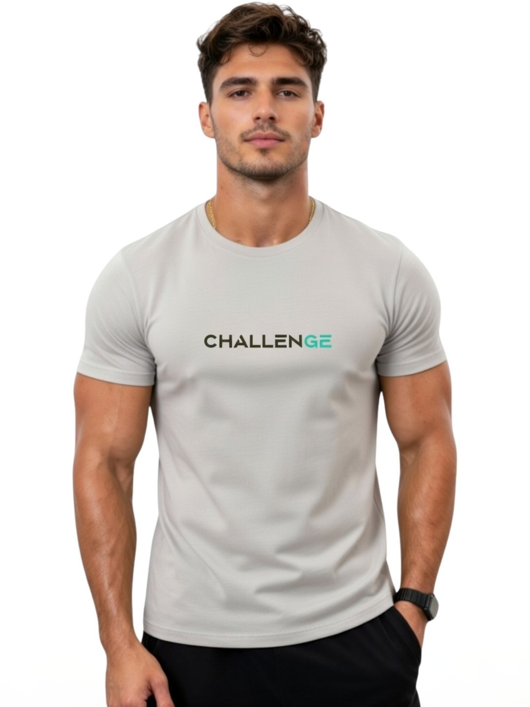 3Colors Men Typography Printed Moisture Wicking T-shirt