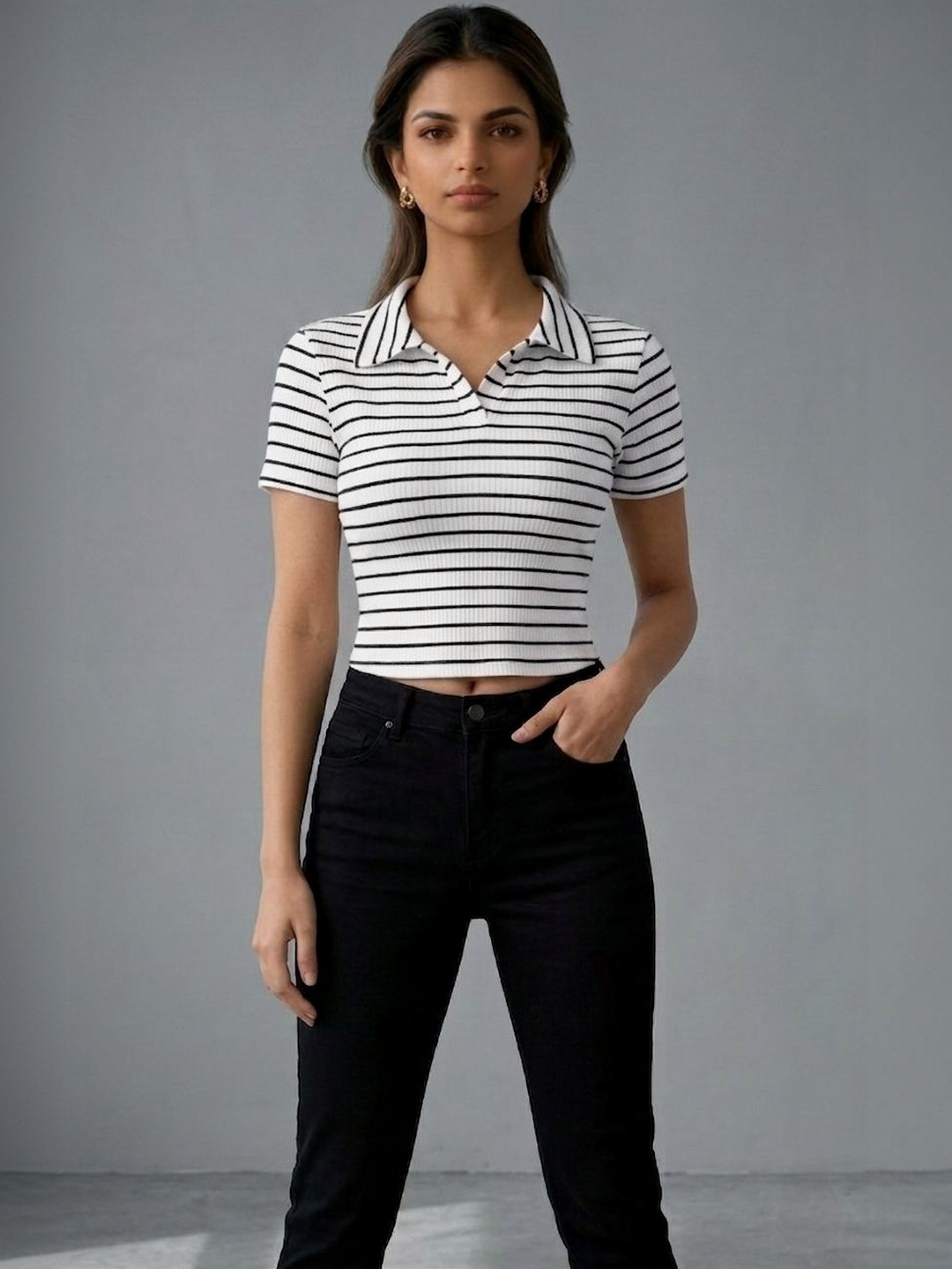 ZEROZABAR Striped Crop Top