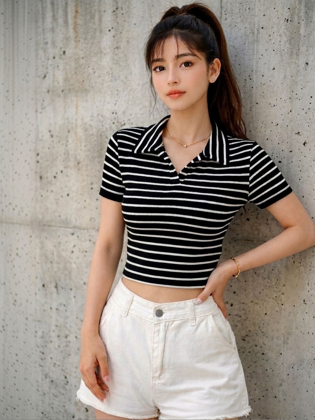 ZEROZABAR Striped Crop Top