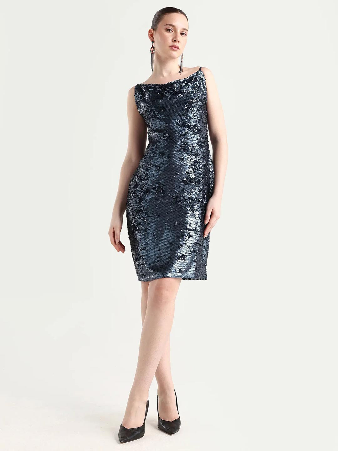 RAREISM Women Blue Regular Fit Shoulder Strap Dress