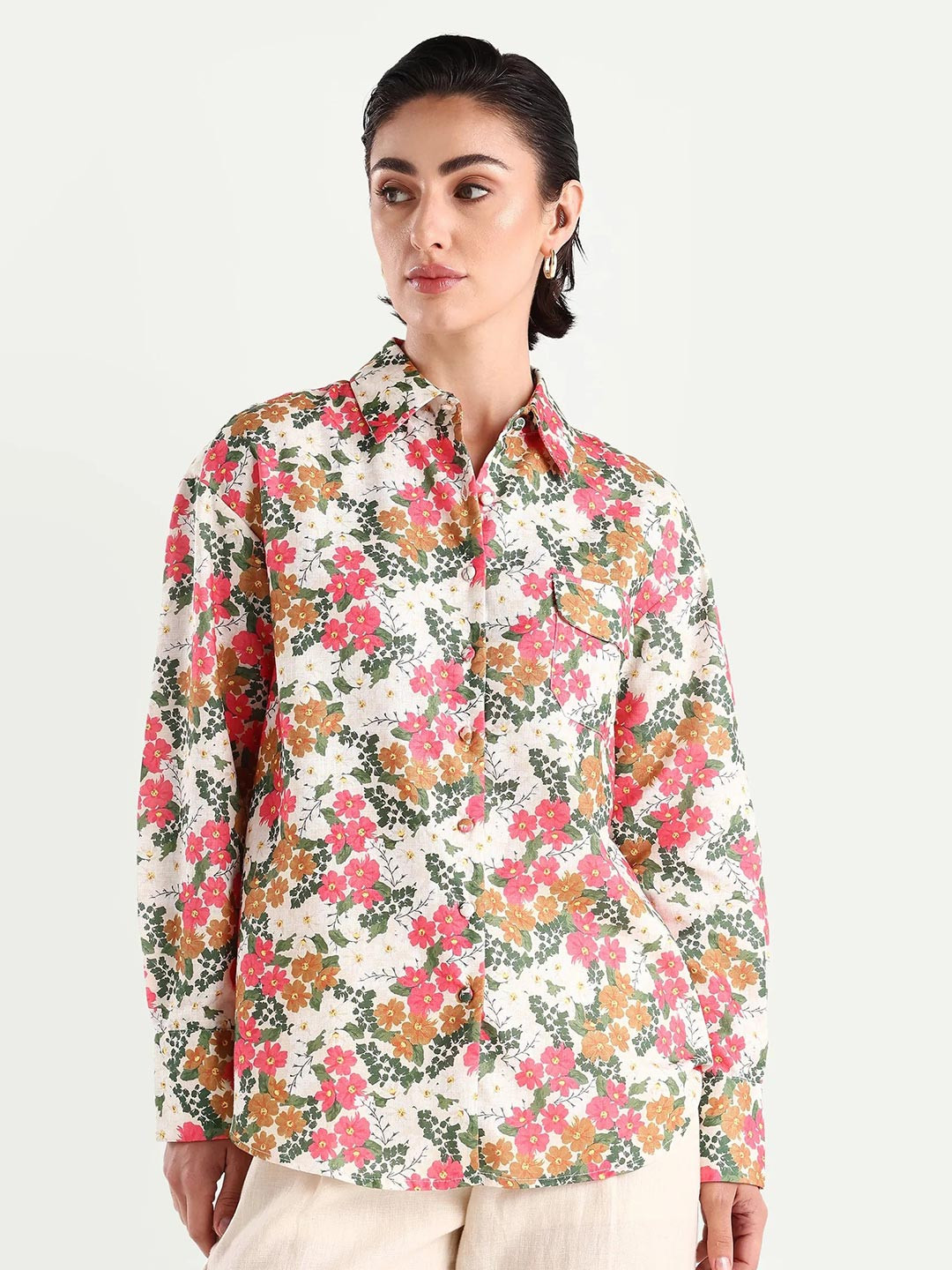 RAREISM Women Multi Regular Floral Print Full Sleeve Spread Collar Shirt