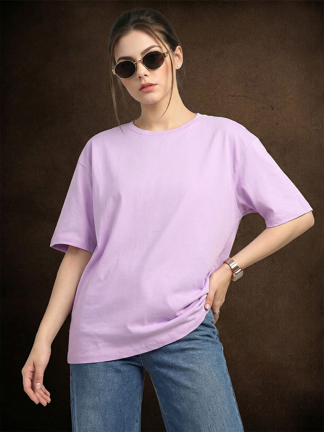 JUNEBERRY Pure Cotton Bio Finish Drop Shoulder Sleeves Oversized T-shirt