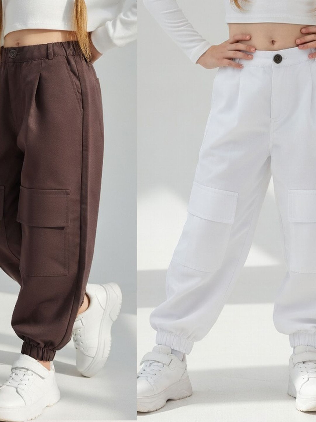Cutiekins Girls Easy Wash Pleated Cargos Trousers