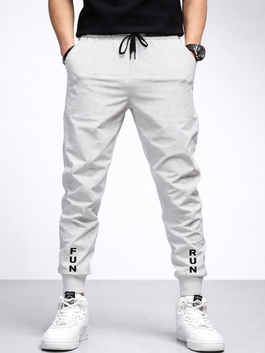 RUSKSUN Men Regular Fit Typography Running Joggers
