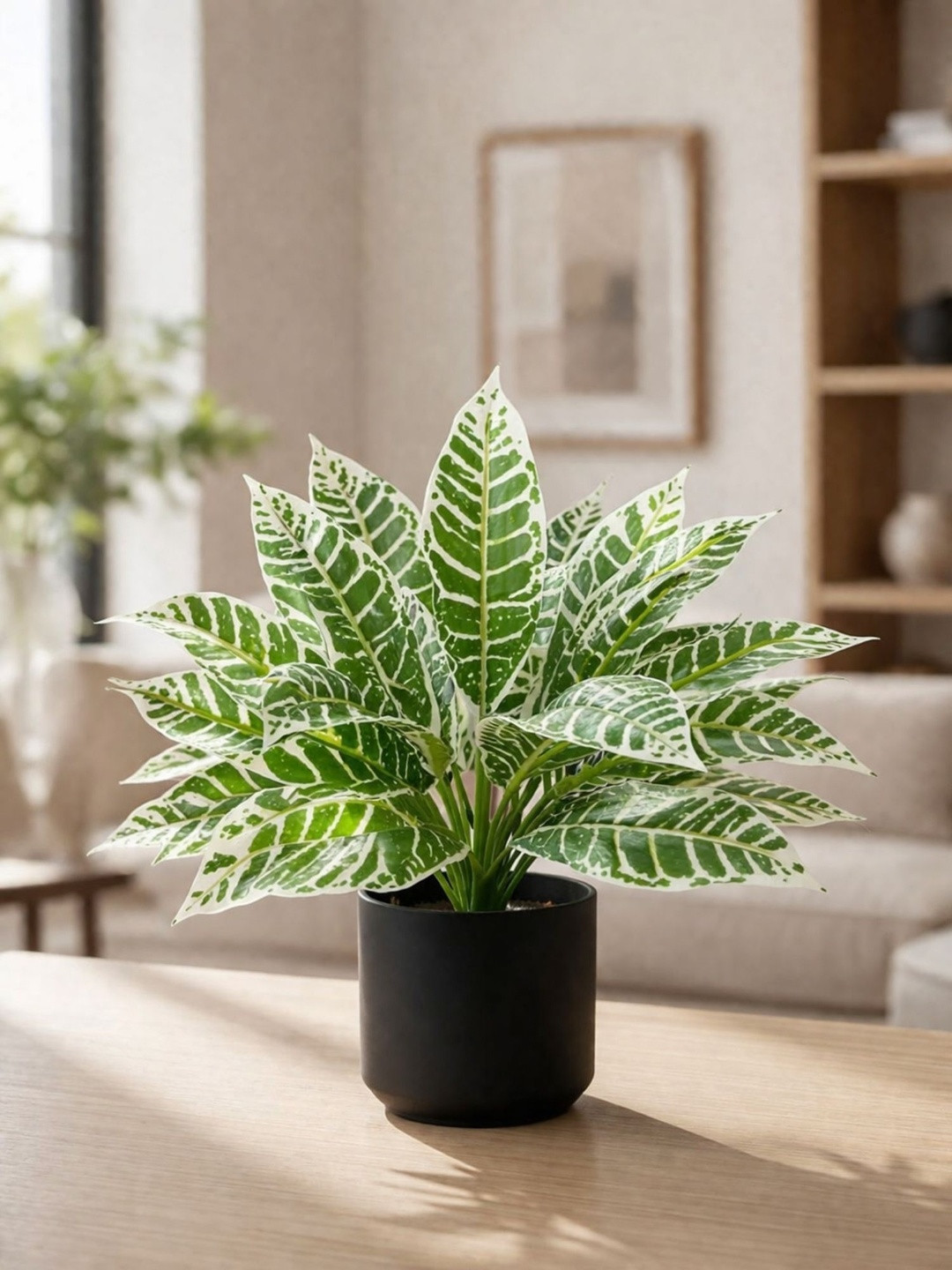 ARTSY Multicoloured 1 Pieces Diffenbachia Artificial Plant With Pot
