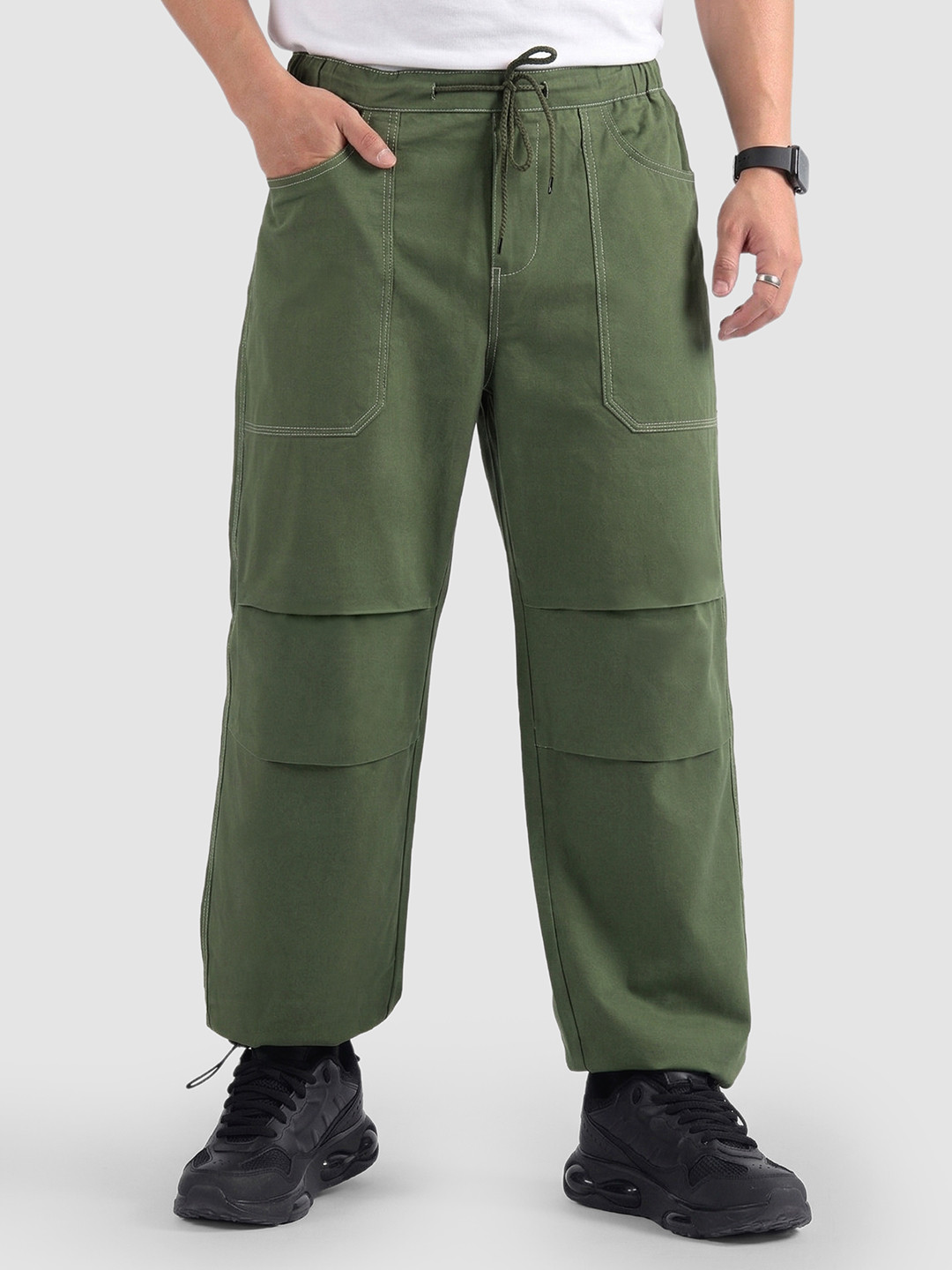 Beyoung Men Elasticated Cargo Trousers