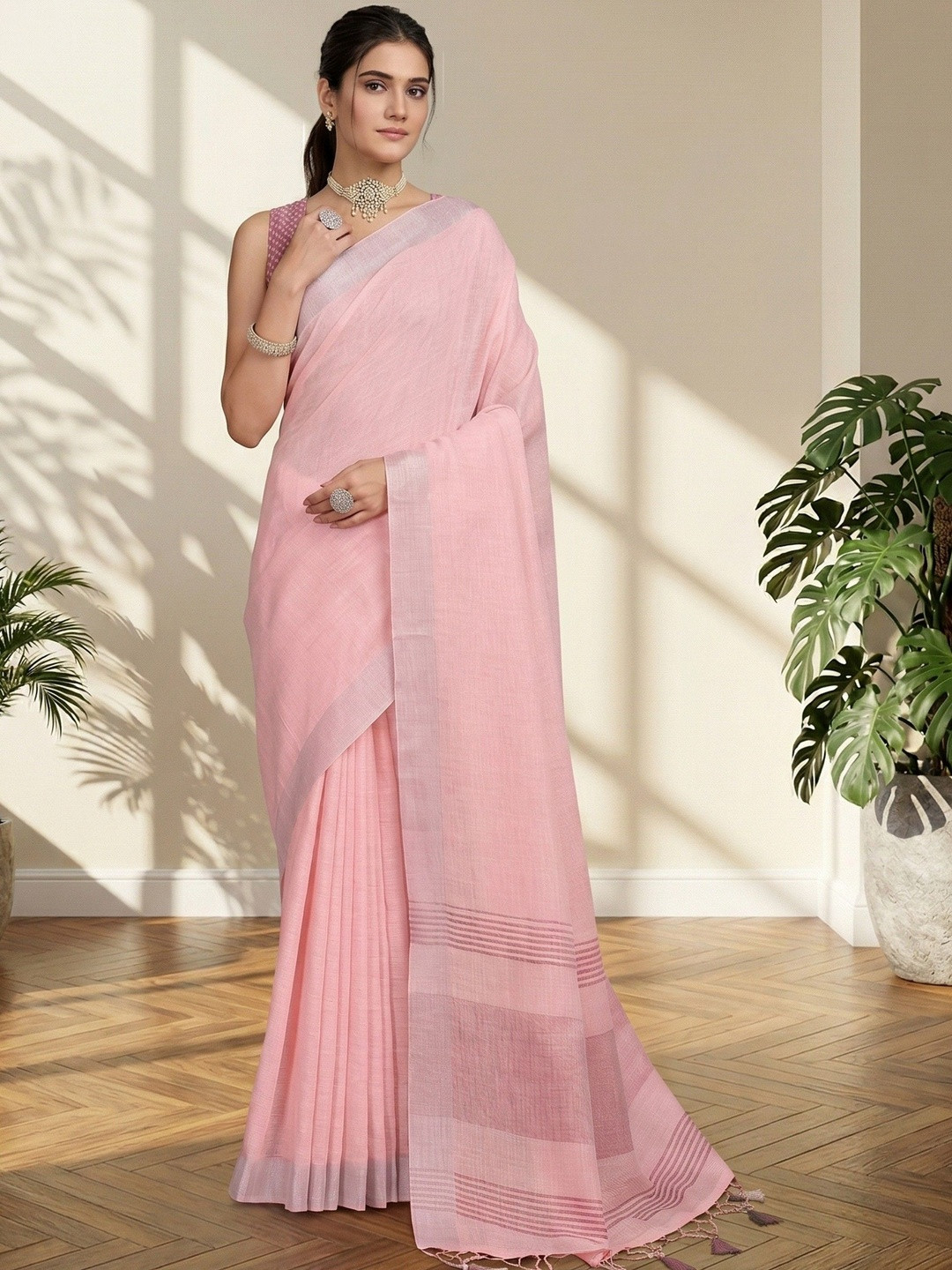 TASRIKA Woven Design Linen Blend Saree