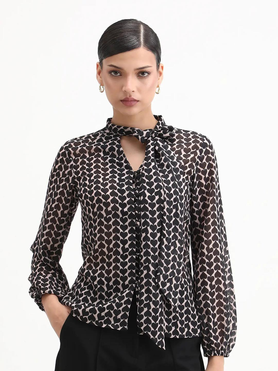RAREISM Cavoi Animal Mandarin Collar Cuffed Sleeves Shirt Style Top