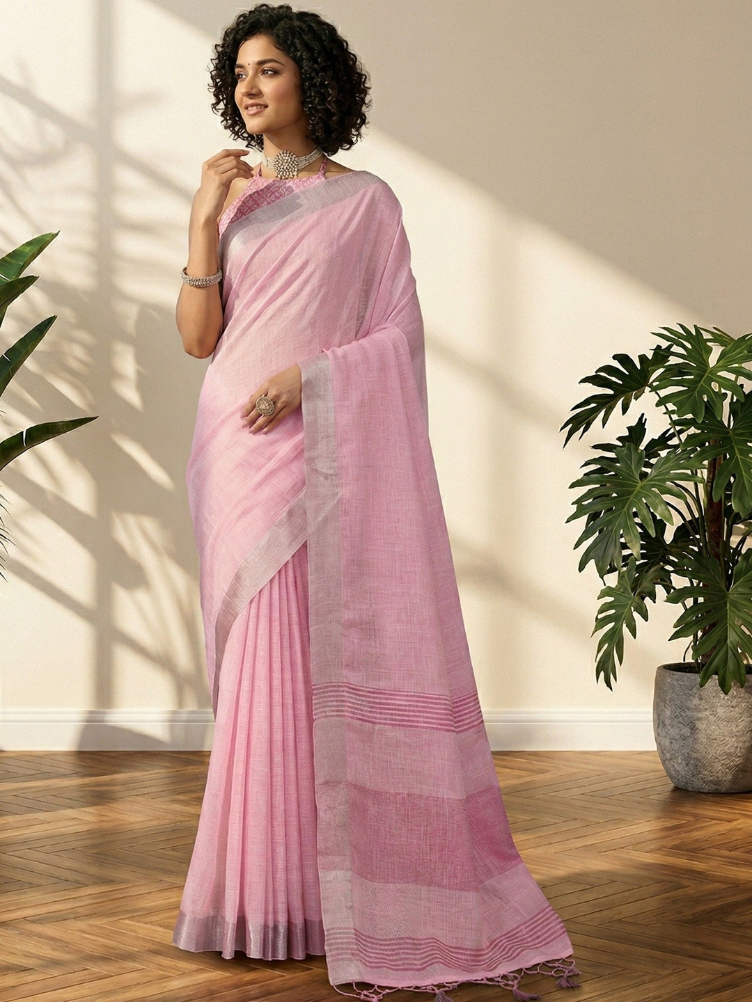 TASRIKA Woven Design Linen Blend Saree