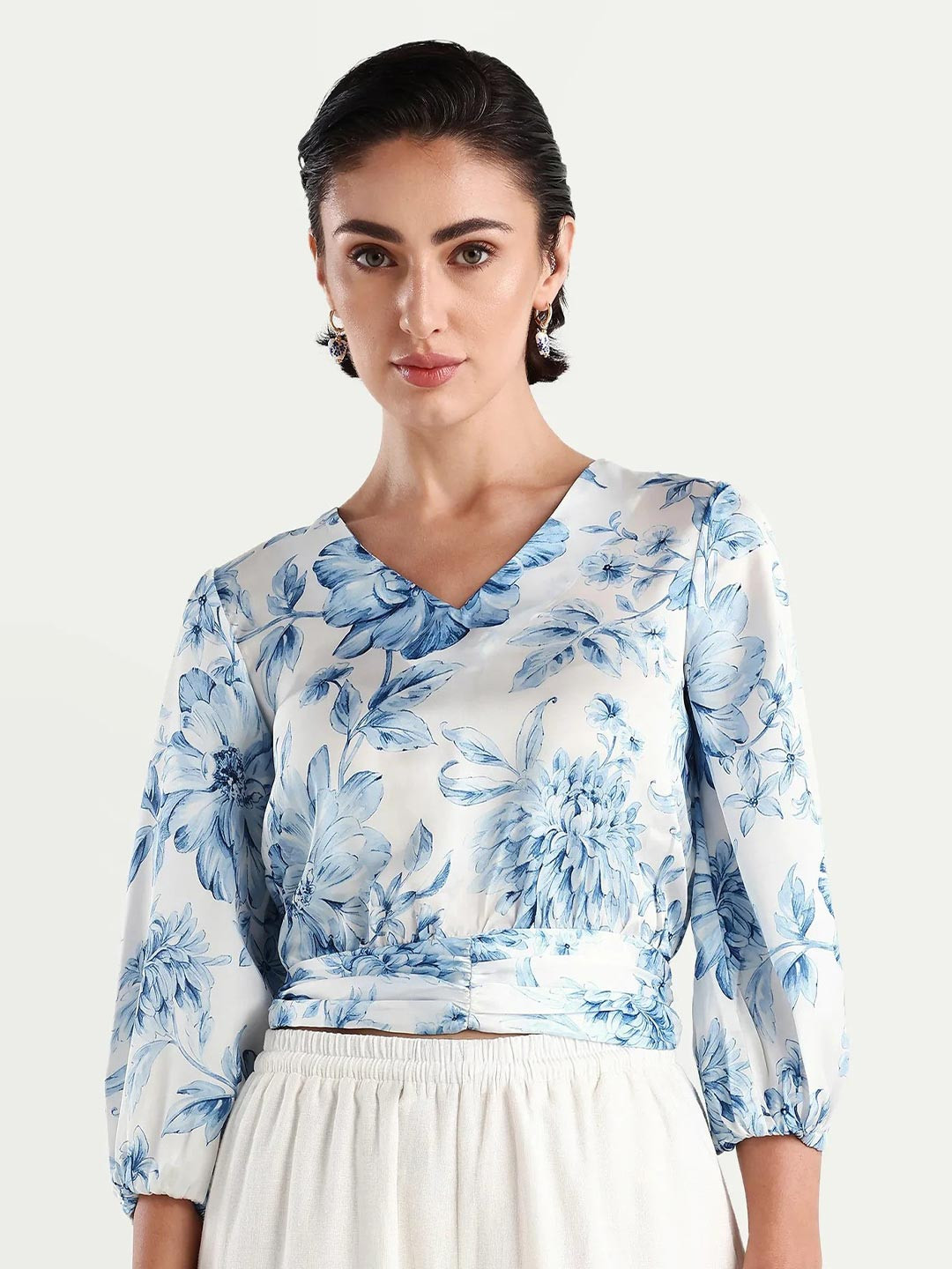 RAREISM Floral Printed V-Neck Top